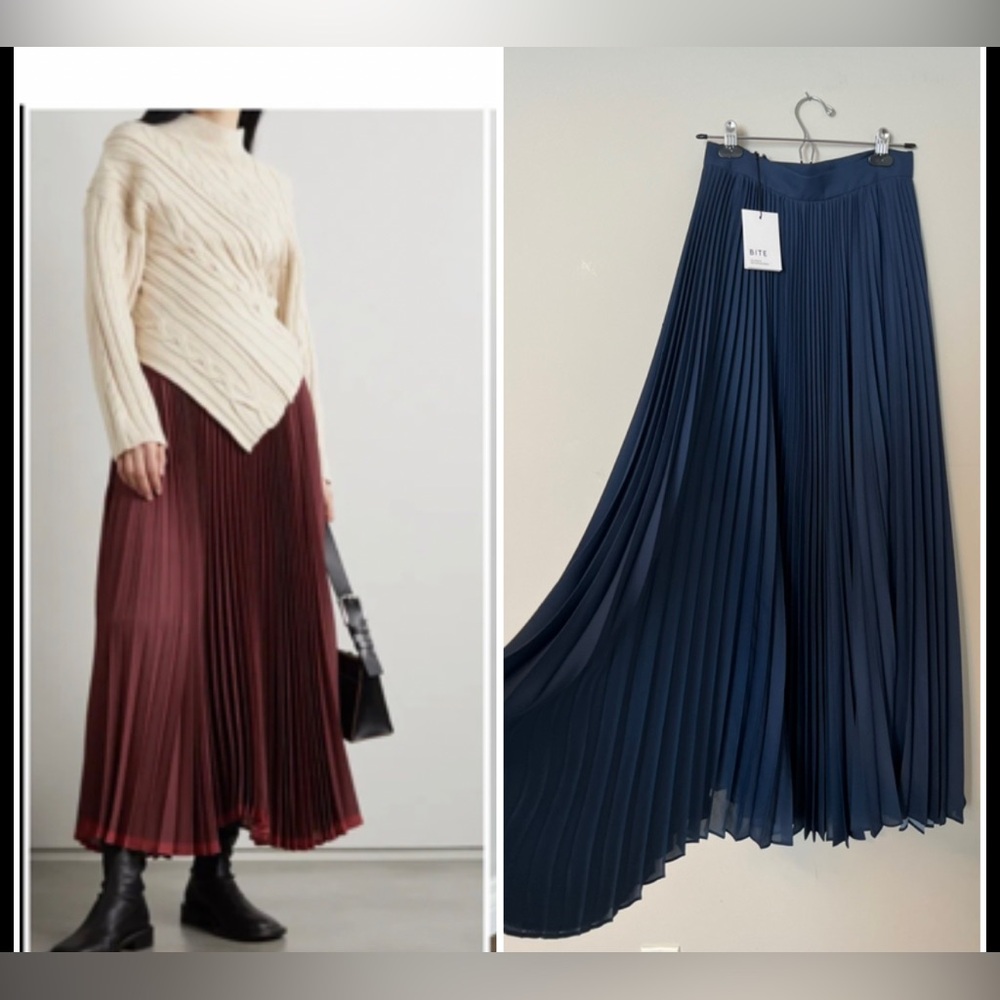 New Bite Studios Plisse Navy Skirt Size 10